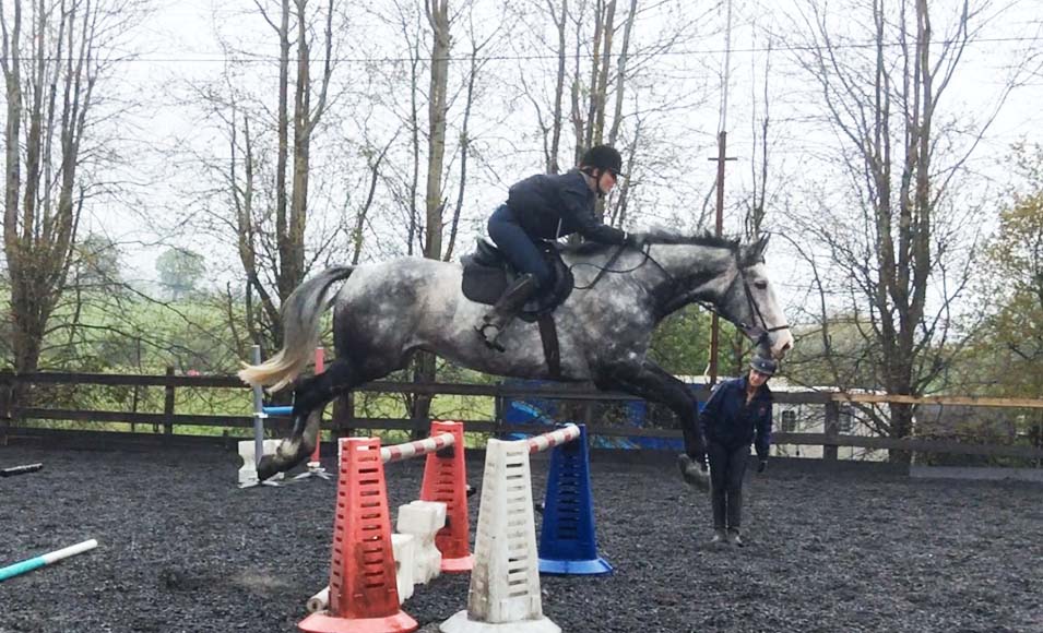 Fiona Stuart training a horse jumping