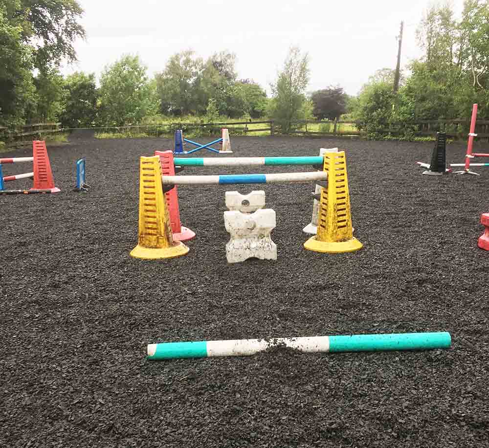 Tullochan livery yards outdoor arena with jumps